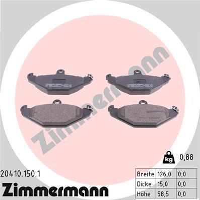 Zimmermann 20410.150.1 - Гальмівні колодки, дискові гальма autozip.com.ua