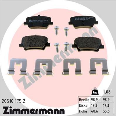 Zimmermann 20510.175.2 - Гальмівні колодки, дискові гальма autozip.com.ua