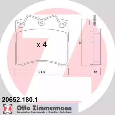 Zimmermann 20652.180.1 - Гальмівні колодки, дискові гальма autozip.com.ua