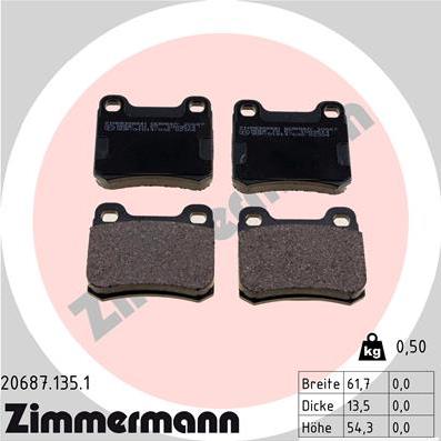 Zimmermann 20687.135.1 - Гальмівні колодки, дискові гальма autozip.com.ua