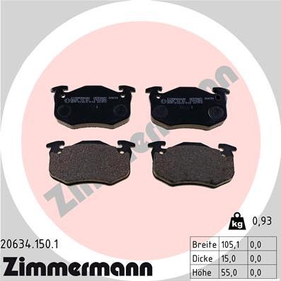 Zimmermann 20634.150.1 - Гальмівні колодки, дискові гальма autozip.com.ua