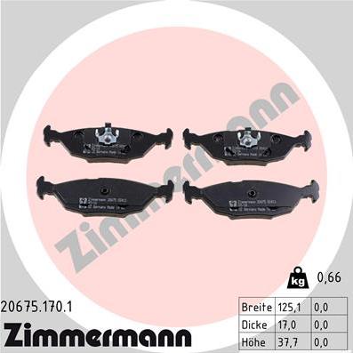 Zimmermann 20675.170.1 - Гальмівні колодки, дискові гальма autozip.com.ua