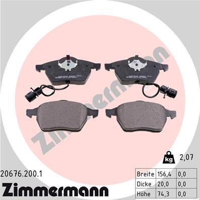 Zimmermann 20676.200.1 - Гальмівні колодки, дискові гальма autozip.com.ua