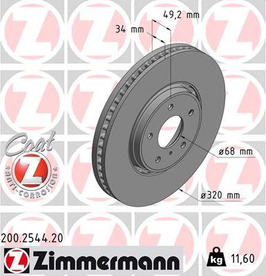 Zimmermann 200.2544.20 - Гальмівний диск autozip.com.ua