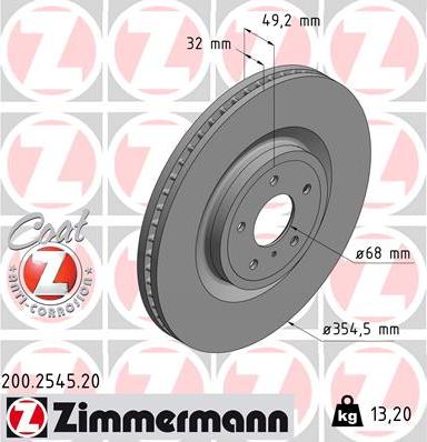 Zimmermann 200.2545.20 - Гальмівний диск autozip.com.ua