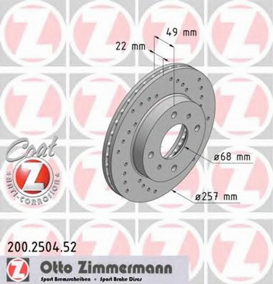 Zimmermann 200.2504.52 - Гальмівний диск autozip.com.ua