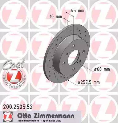 Zimmermann 200.2505.52 - Гальмівний диск autozip.com.ua