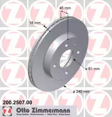 Zimmermann 200.2507.00 - Гальмівний диск autozip.com.ua