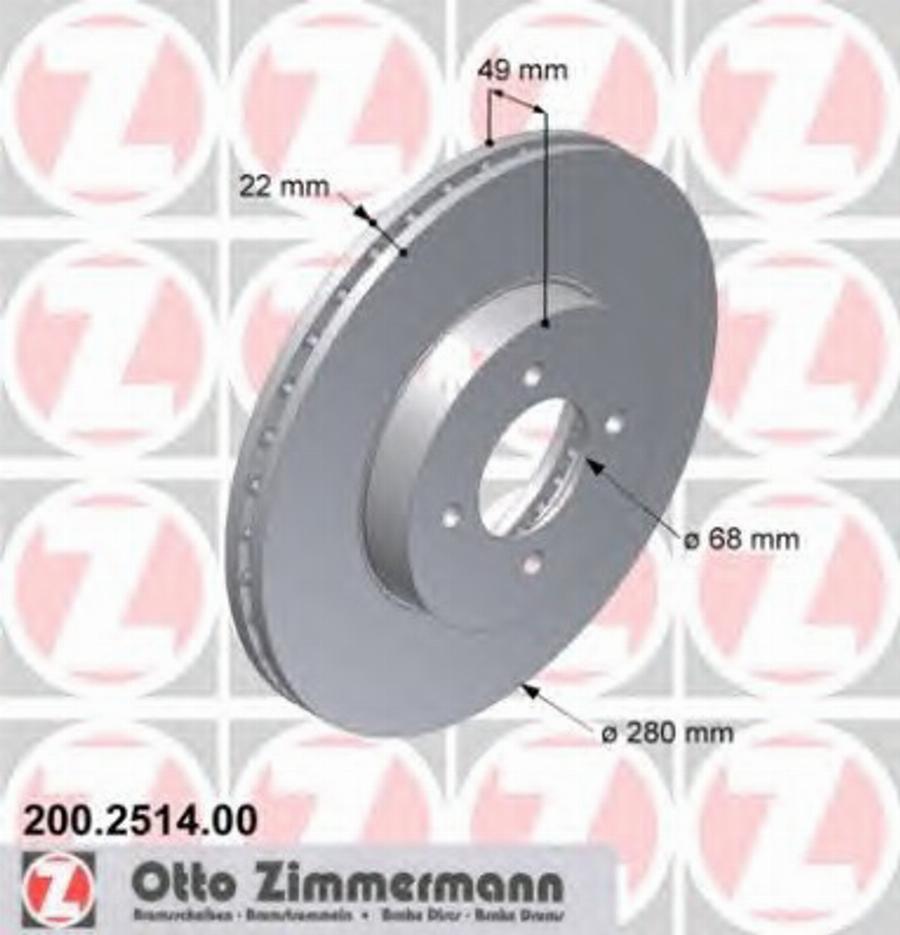 Zimmermann 200 2514 00 - Гальмівний диск autozip.com.ua