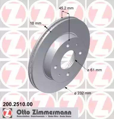 Zimmermann 200.2510.00 - Гальмівний диск autozip.com.ua