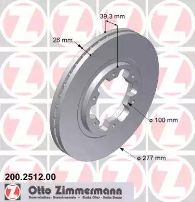 Zimmermann 200.2512.00 - Гальмівний диск autozip.com.ua