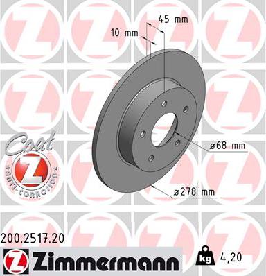 Zimmermann 200.2517.20 - Гальмівний диск autozip.com.ua