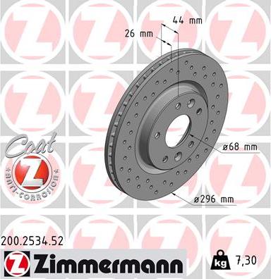 Zimmermann 200.2534.52 - Гальмівний диск autozip.com.ua