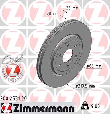 Zimmermann 200.2531.20 - Гальмівний диск autozip.com.ua