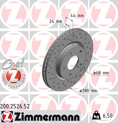 Zimmermann 200.2526.52 - Гальмівний диск autozip.com.ua