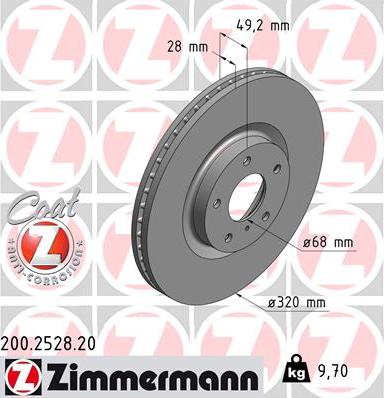 Zimmermann 200.2528.20 - Гальмівний диск autozip.com.ua
