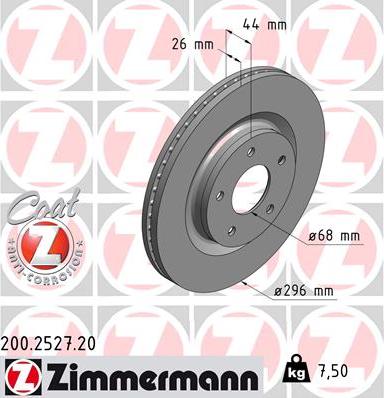 Zimmermann 200.2527.20 - Гальмівний диск autozip.com.ua