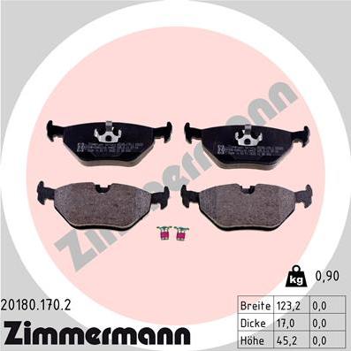 Zimmermann 20180.170.2 - Гальмівні колодки, дискові гальма autozip.com.ua