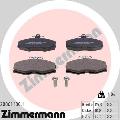 Zimmermann 20861.180.1 - Гальмівні колодки, дискові гальма autozip.com.ua