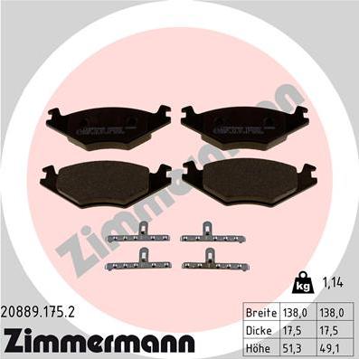 Zimmermann 20889.175.2 - Гальмівні колодки, дискові гальма autozip.com.ua