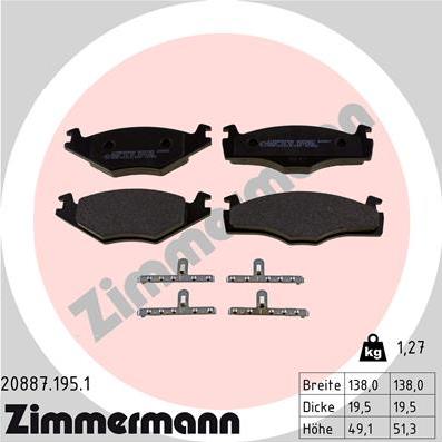 Zimmermann 20887.195.1 - Гальмівні колодки, дискові гальма autozip.com.ua