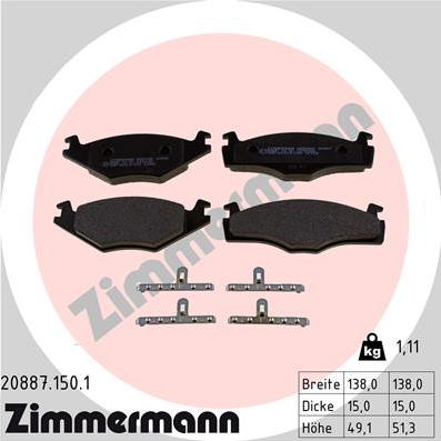 Zimmermann 20887.150.1 - Гальмівні колодки, дискові гальма autozip.com.ua