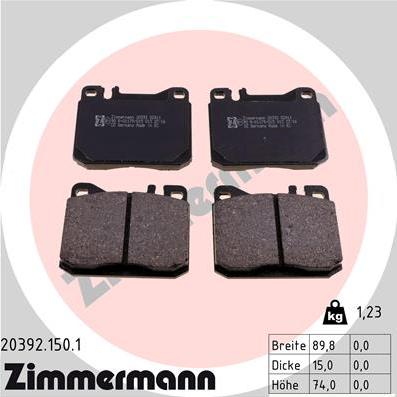 Zimmermann 20392.150.1 - Гальмівні колодки, дискові гальма autozip.com.ua