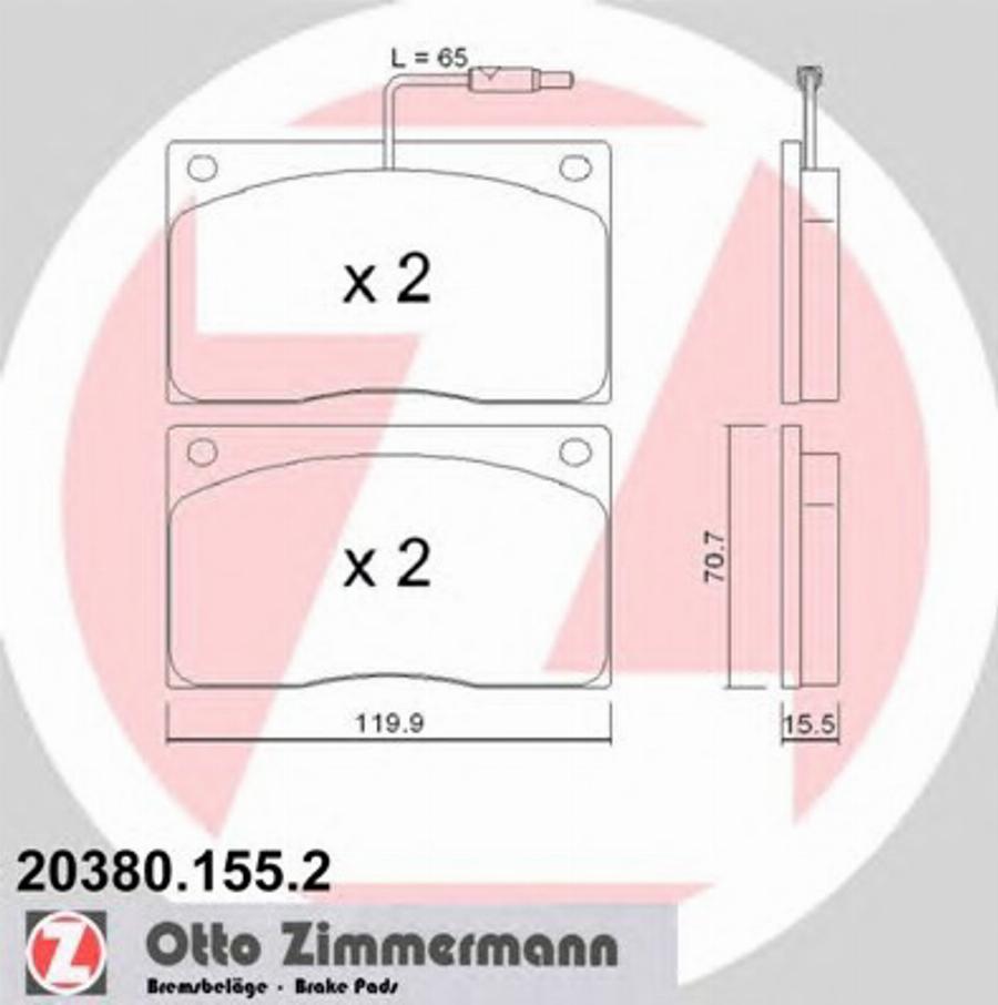 Zimmermann 203801552 - Гальмівні колодки, дискові гальма autozip.com.ua