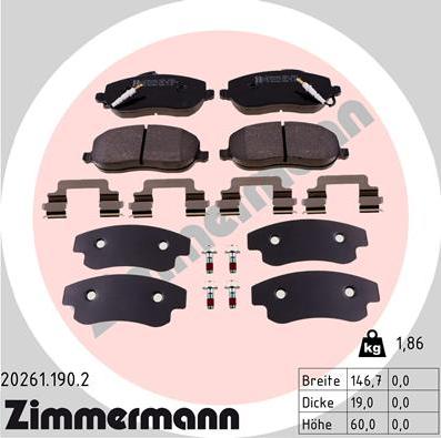 Zimmermann 20261.190.2 - Гальмівні колодки, дискові гальма autozip.com.ua