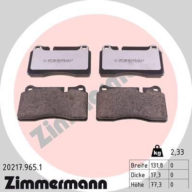 Zimmermann 20217.965.1 - Гальмівні колодки, дискові гальма autozip.com.ua