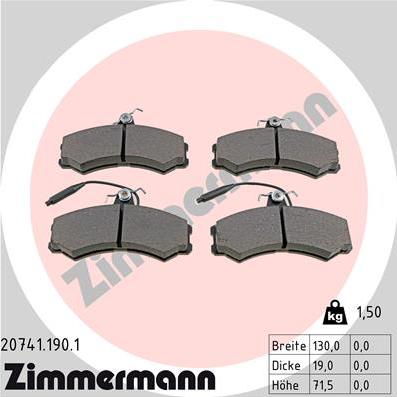 Zimmermann 20741.190.1 - Гальмівні колодки, дискові гальма autozip.com.ua