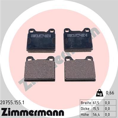 Zimmermann 20755.155.1 - Гальмівні колодки, дискові гальма autozip.com.ua