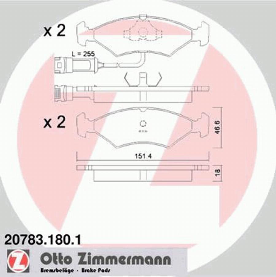 Zimmermann 207831801 - Гальмівні колодки, дискові гальма autozip.com.ua