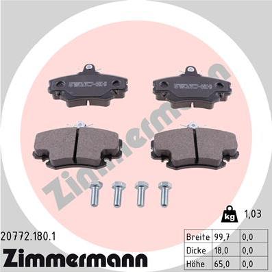 Zimmermann 20772.180.1 - Гальмівні колодки, дискові гальма autozip.com.ua