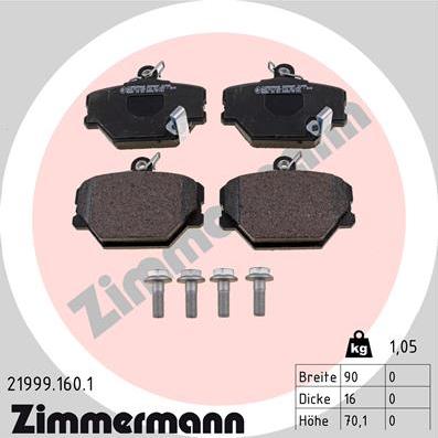 Zimmermann 21999.160.1 - Гальмівні колодки, дискові гальма autozip.com.ua
