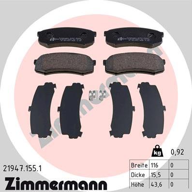 Zimmermann 21947.155.1 - Гальмівні колодки, дискові гальма autozip.com.ua