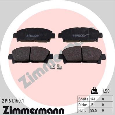 Zimmermann 21961.160.1 - Гальмівні колодки, дискові гальма autozip.com.ua