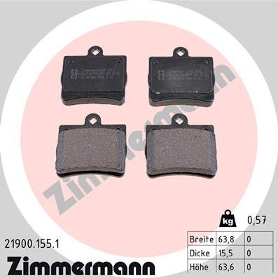 Zimmermann 21900.155.1 - Гальмівні колодки, дискові гальма autozip.com.ua