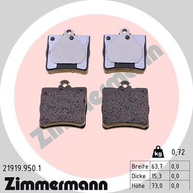 Zimmermann 21919.950.1 - Гальмівні колодки, дискові гальма autozip.com.ua