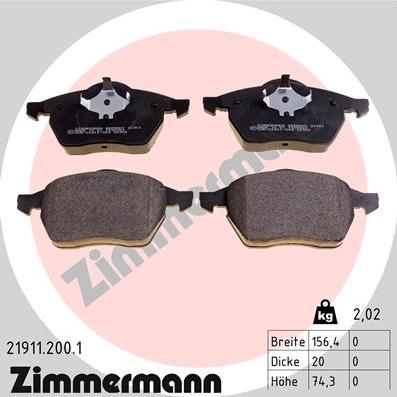 Zimmermann 21911.200.1 - Гальмівні колодки, дискові гальма autozip.com.ua