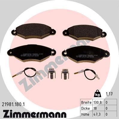 Zimmermann 21981.180.1 - Гальмівні колодки, дискові гальма autozip.com.ua