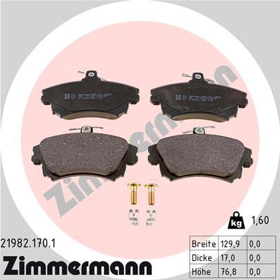 Zimmermann 21982.170.1 - Гальмівні колодки, дискові гальма autozip.com.ua