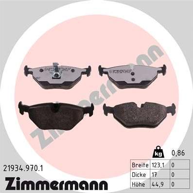 Zimmermann 21934.970.1 - Гальмівні колодки, дискові гальма autozip.com.ua