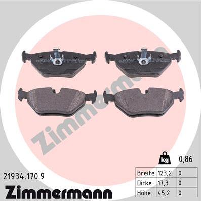 Zimmermann 21934.170.9 - Гальмівні колодки, дискові гальма autozip.com.ua
