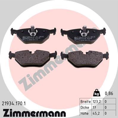 Zimmermann 21934.170.1 - Гальмівні колодки, дискові гальма autozip.com.ua