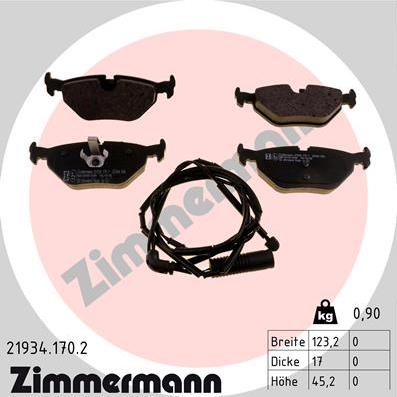 Zimmermann 21934.170.2 - Гальмівні колодки, дискові гальма autozip.com.ua