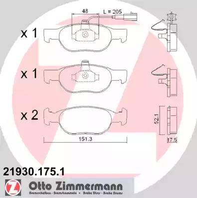 Zimmermann 21930.175.1 - Гальмівні колодки, дискові гальма autozip.com.ua