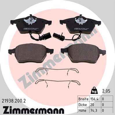 Zimmermann 21938.200.2 - Гальмівні колодки, дискові гальма autozip.com.ua