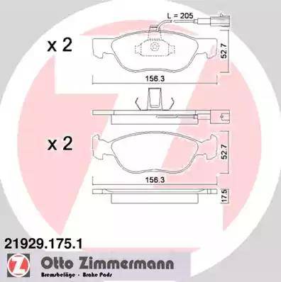 Zimmermann 21929.175.1 - Гальмівні колодки, дискові гальма autozip.com.ua