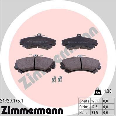 Zimmermann 21920.175.1 - Гальмівні колодки, дискові гальма autozip.com.ua